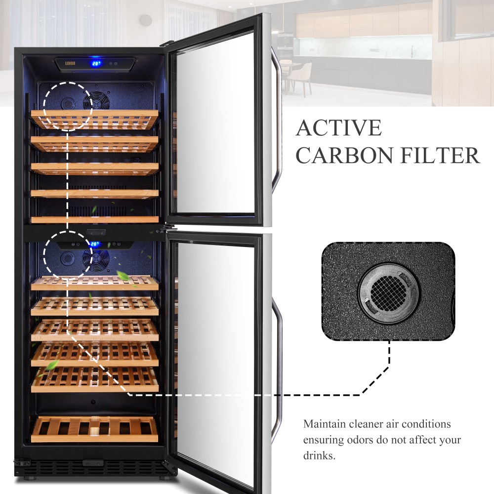 LANBO Red Wine Cooler, 133 Bottle Builtin or Freestanding Compressor